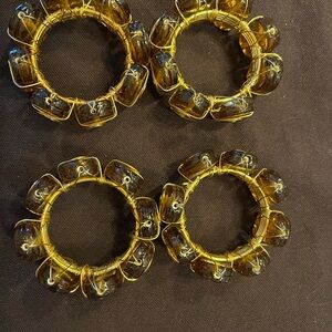 KIM SEYBERT Beaded Wire Napkin Rings - Amber Glass Set of 4